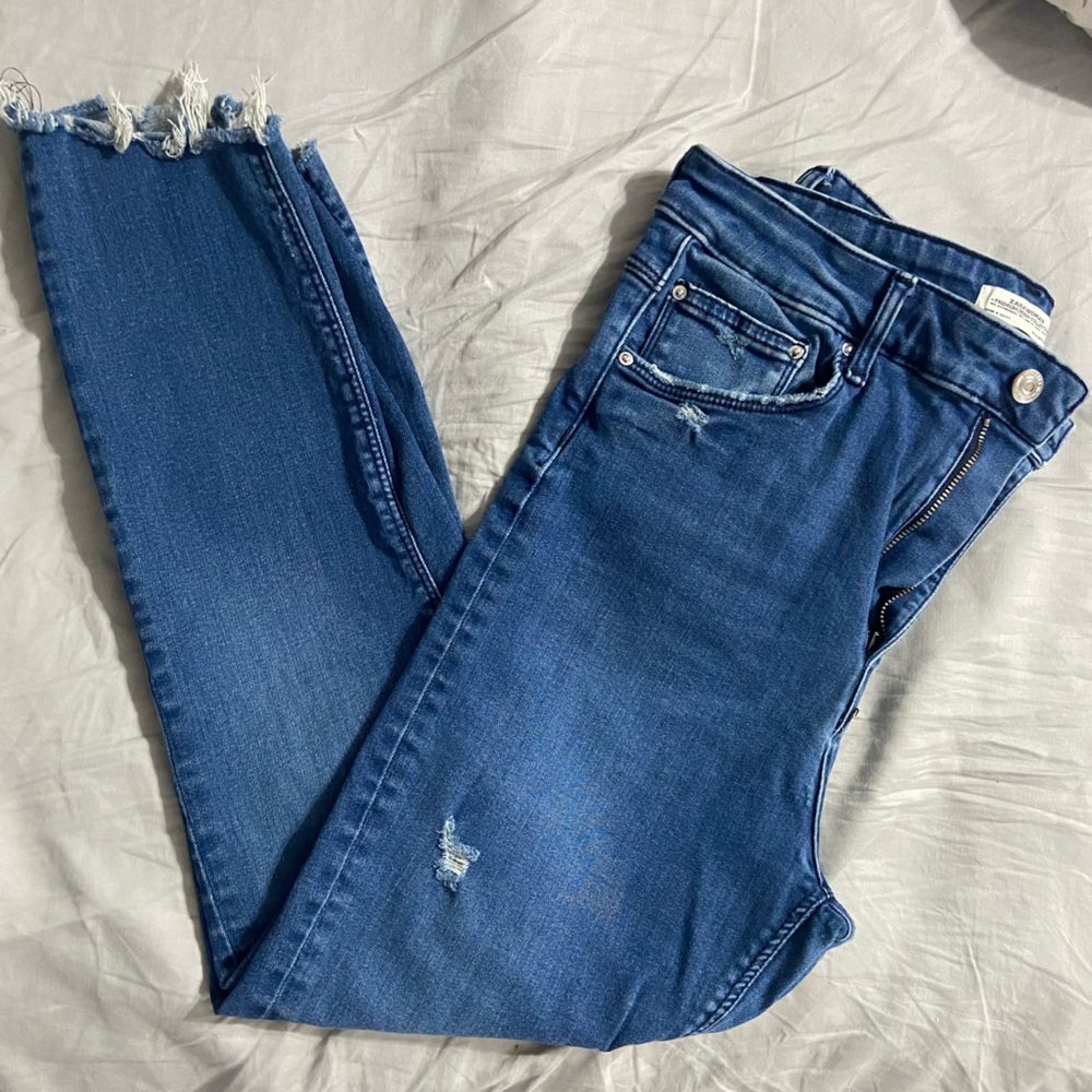 Zara Sharkbite Skinny Stretch Jeans
